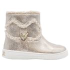 Girls Gold Faux Fur Boots, 1, hi-res