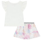 Baby Girls White & Pink Floral Skirt Set, 1, hi-res