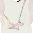 Younger Girls Ivory Logo Bag Dress, 1, hi-res