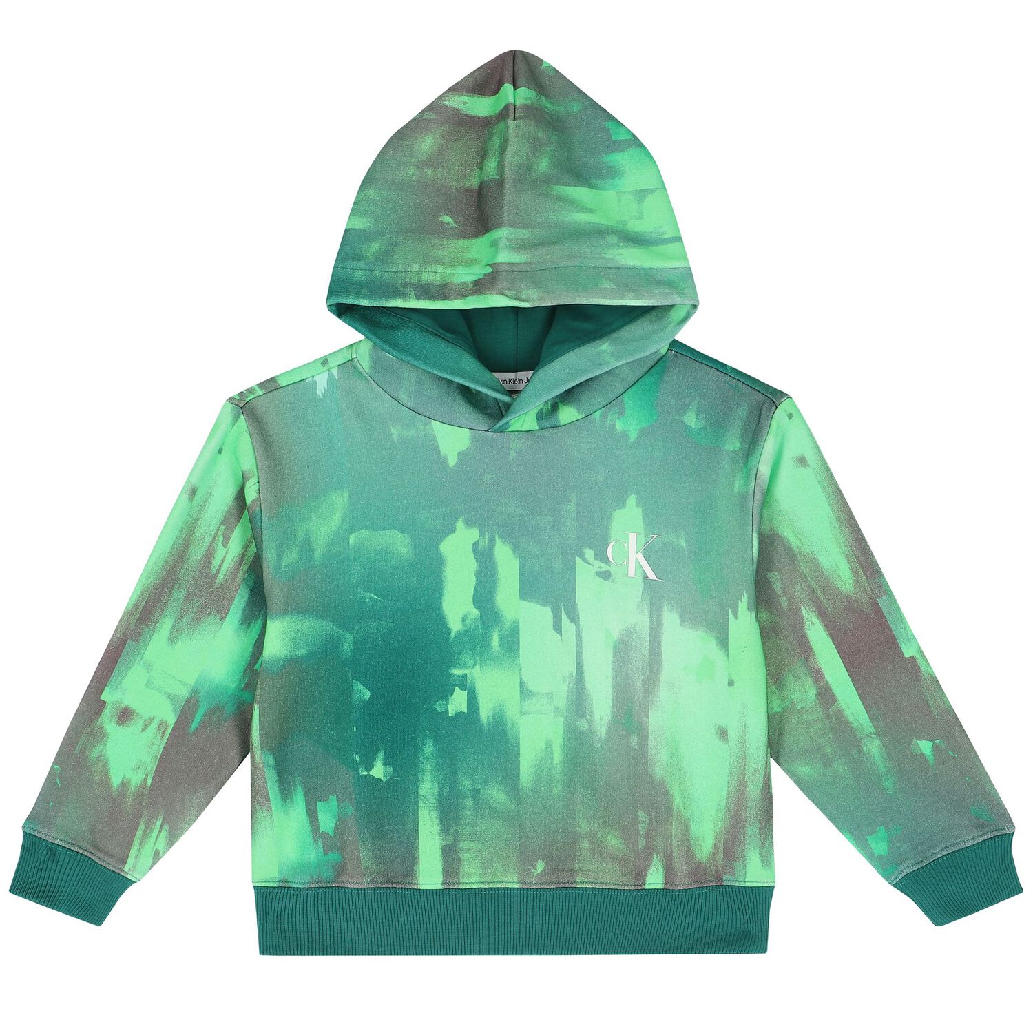 Boys Green Logo Hooded Top, 1, hi-res