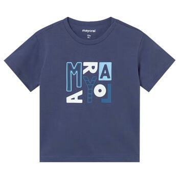 Younger Boys Navy Blue Logo T-Shirt