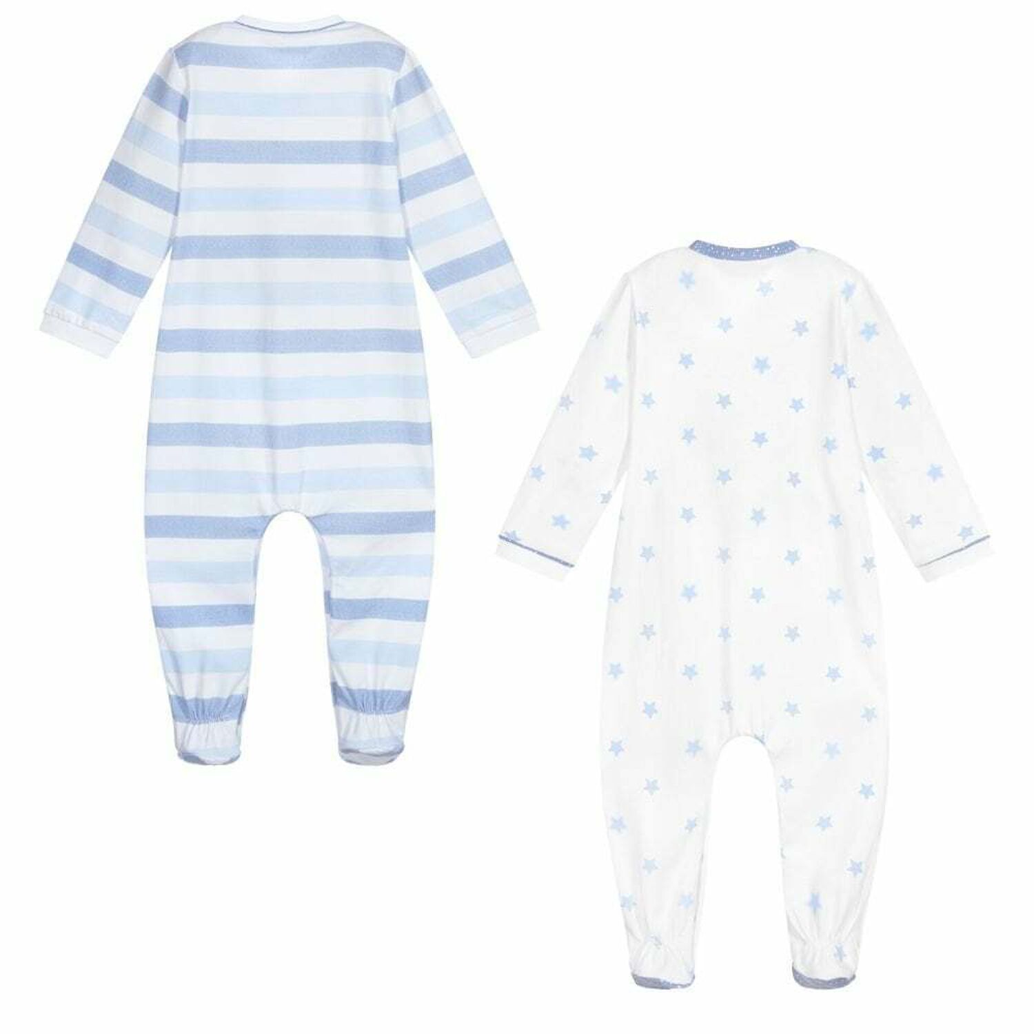 Baby Boys White & Blue Babygrow Sets White & Blue Babygrow Set, 3, hi-res
