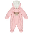 Baby Girls Pink Snowsuit, 1, hi-res