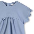 Younger Girls Blue Logo Scalloped Dress, 1, hi-res