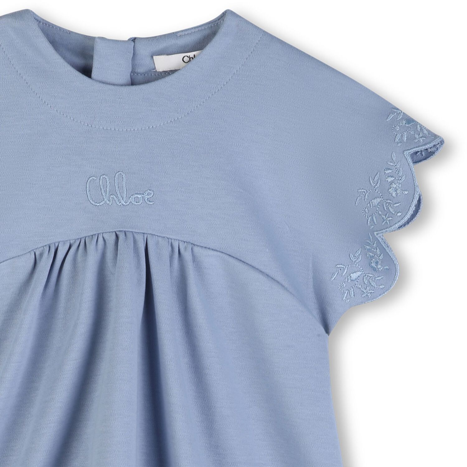 Younger Girls Blue Logo Scalloped Dress, 1, hi-res