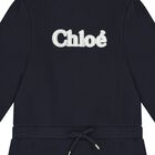 Younger Girls Navy Blue Logo Dress, 1, hi-res