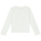 Girls Ivory Logo Long Sleeve Top, 3, hi-res