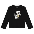 Girls Black Ikonik Long Sleeve Top, 1, hi-res