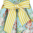 Girls Blue Floral Satin Dress, 1, hi-res