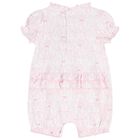  Baby Girls White & Pink Delicate Blooming Bow Romper, 1, hi-res