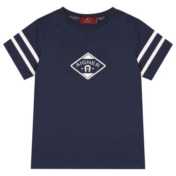 Boys Navy Blue Logo T-Shirt