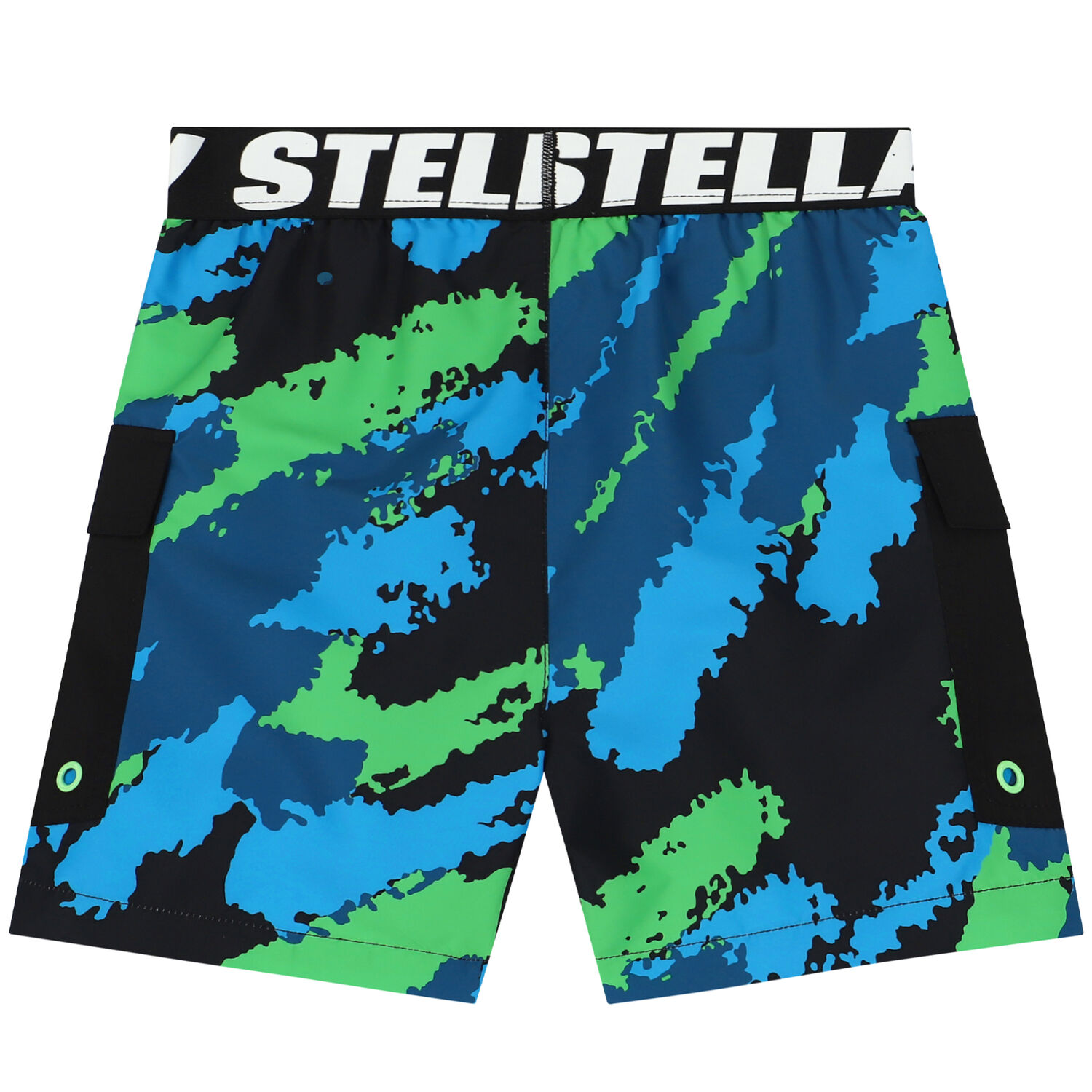 Boys Black, Blue & Green Logo Swim Shorts, 1, hi-res