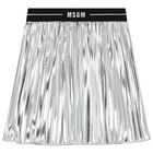 Girls Silver Logo Pleated Skirt, 1, hi-res