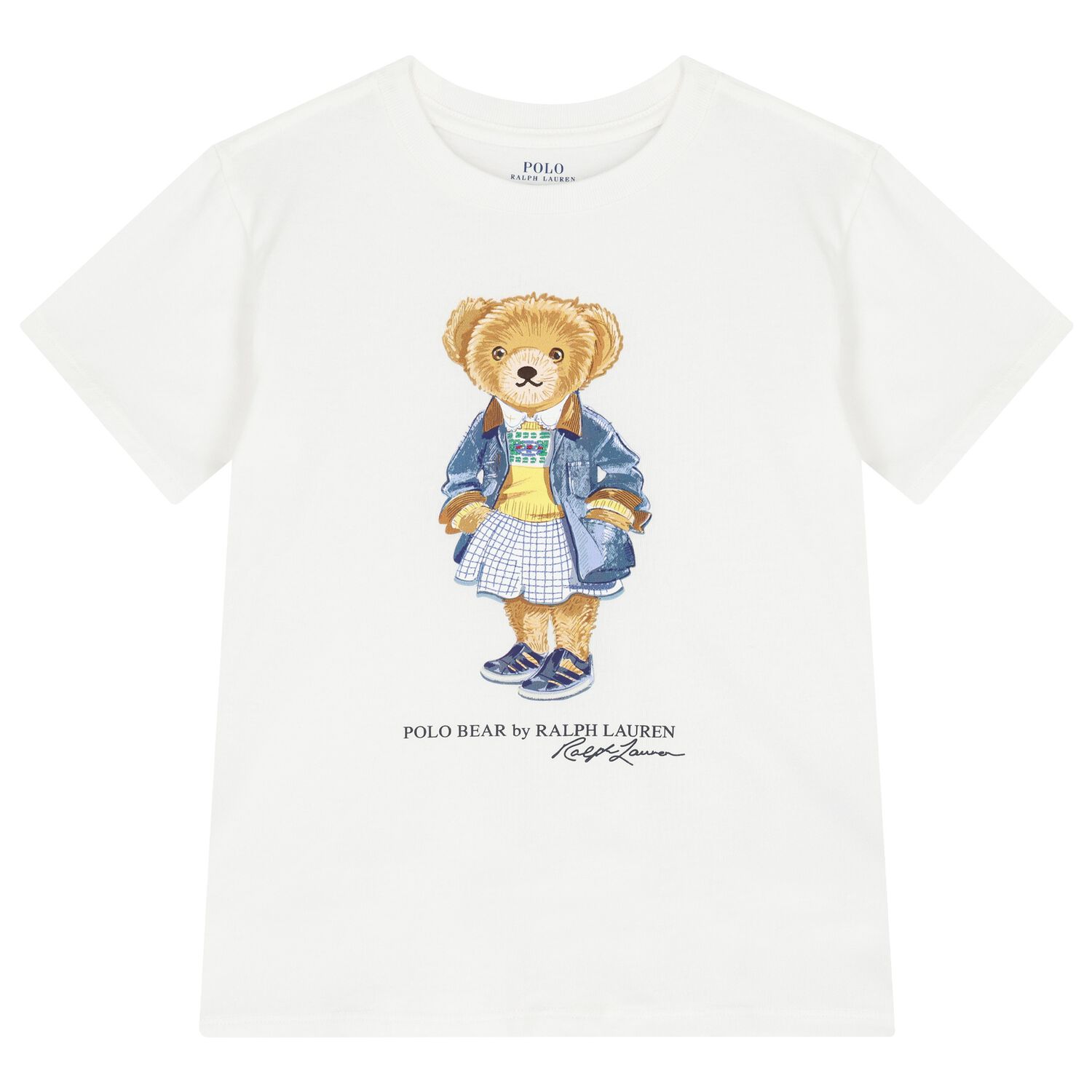 Girls White Teddy Bear T-Shirt, 1, hi-res