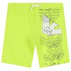 Boys Ivory & Green Logo Shorts Set, 2, hi-res