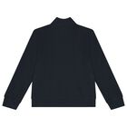 Boys Navy Blue Logo Zip Up Top, 1, hi-res