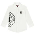 Boys White Logo Shirt, 1, hi-res