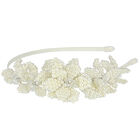 Girls Ivory Pearl & Crystal Beaded Headband, 1, hi-res