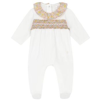 Girls White Liberty Babygrow