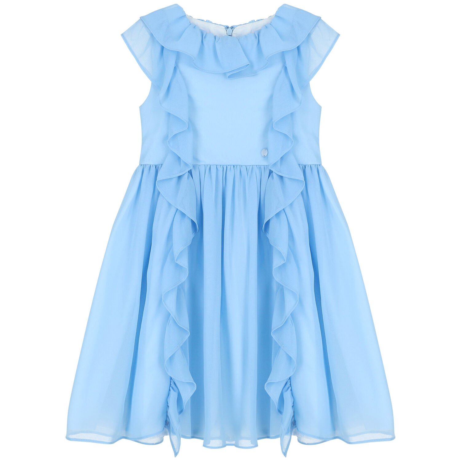 Girls Blue Chiffon Dress, 1, hi-res image number null
