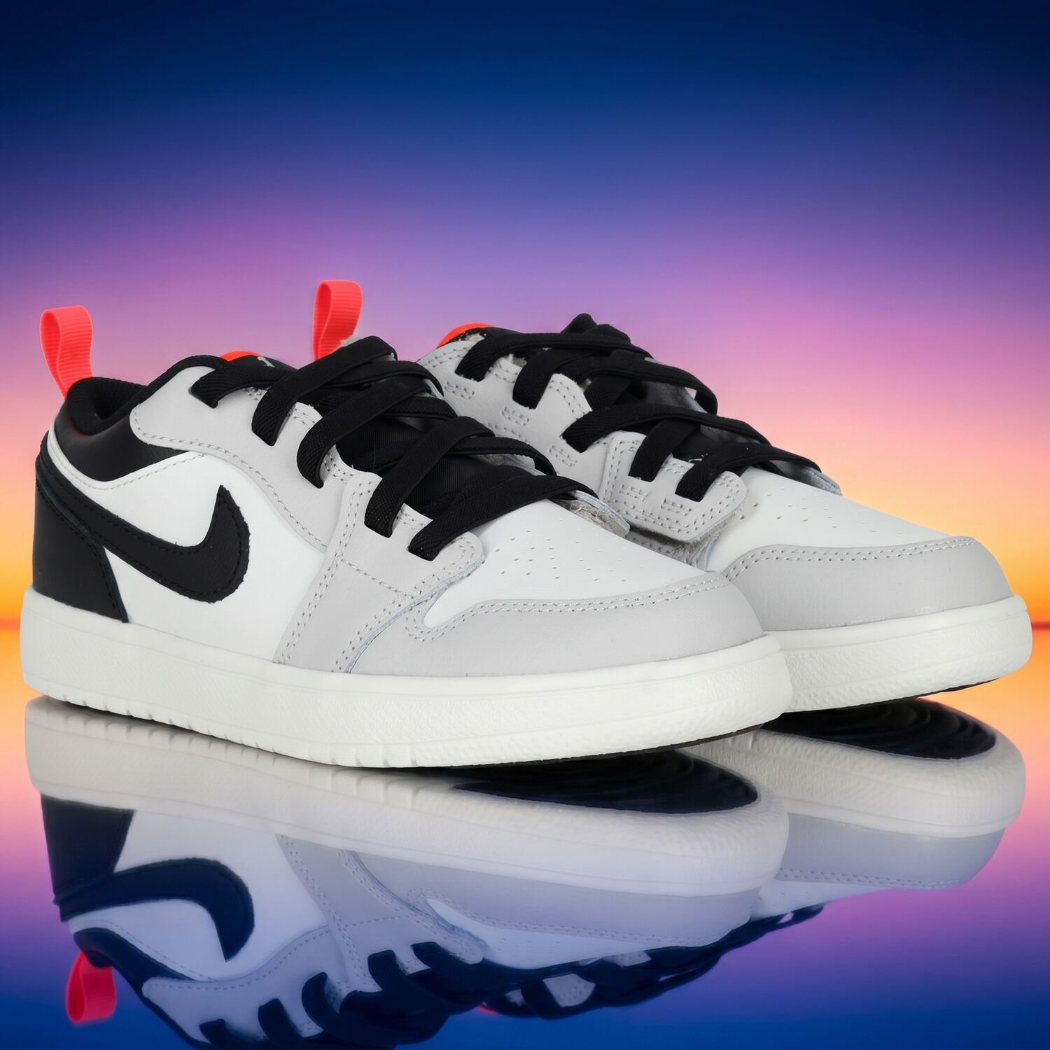White, Grey & Black Air Jordan 1 Low Alt Trainers, 6, hi-res
