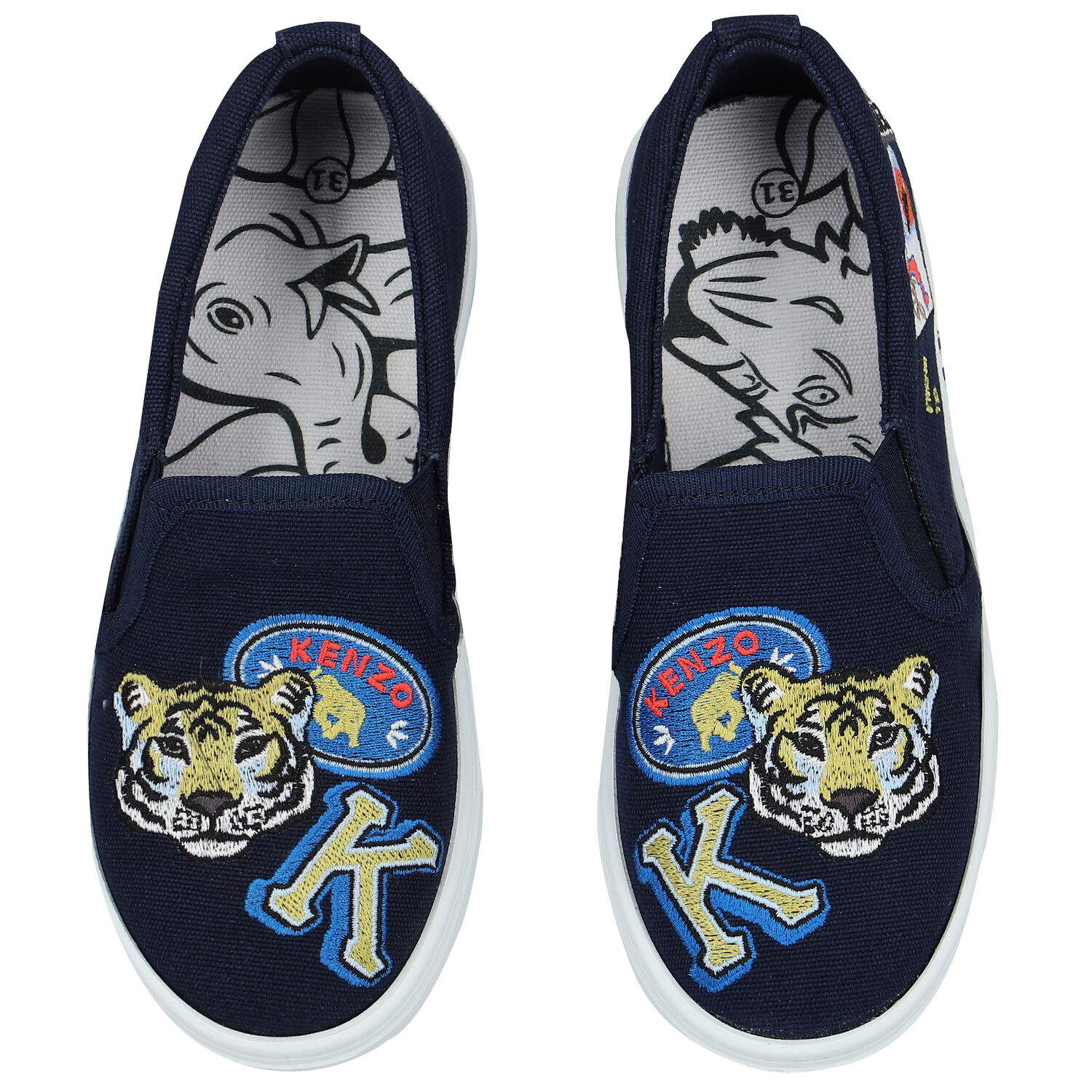 Navy Blue Slip-On Trainers, 1, hi-res