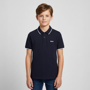 Boys Navy Blue Logo Polo Shirt