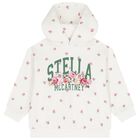 Girls Ivory Floral Logo Hooded Top, 1, hi-res