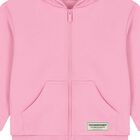 Girls Pink Logo Hooded Zip Up Top, 2, hi-res
