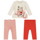 Younger Girls Ivory & Orange Leggings Set, 1, hi-res