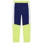 Boys Navy Blue & Green Logo Joggers, 2, hi-res
