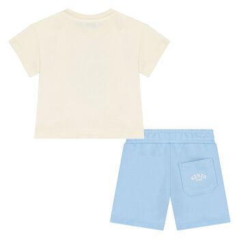 Younger Boys Ivory & Blue Shorts Set