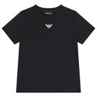 Boys Black Logo T-Shirt, 5, hi-res
