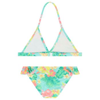 Girls Aqua & Green Floral Bikini