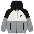 Boys Black, Ivory & Grey Tracksuit, 1, hi-res