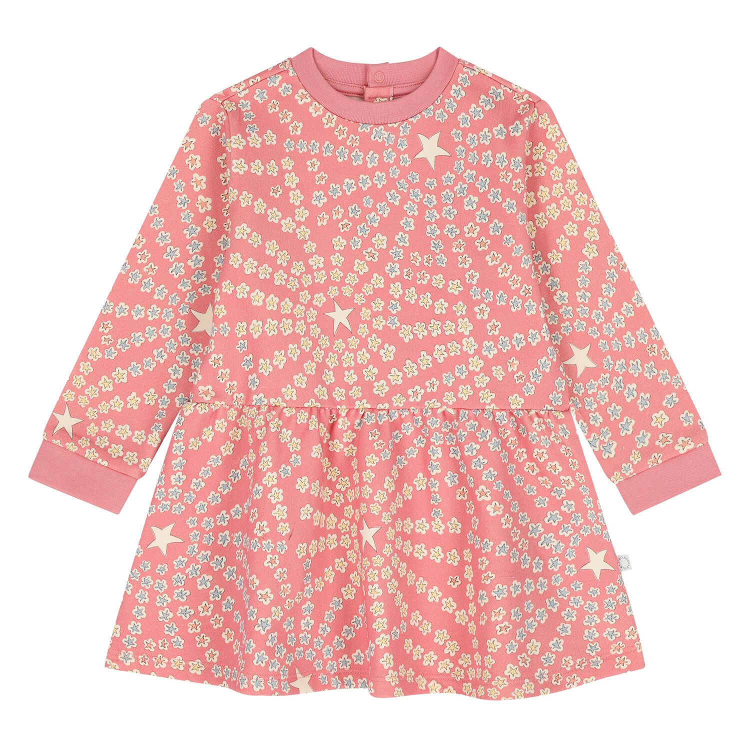 Younger Girls Pink Star Dress, 1, hi-res