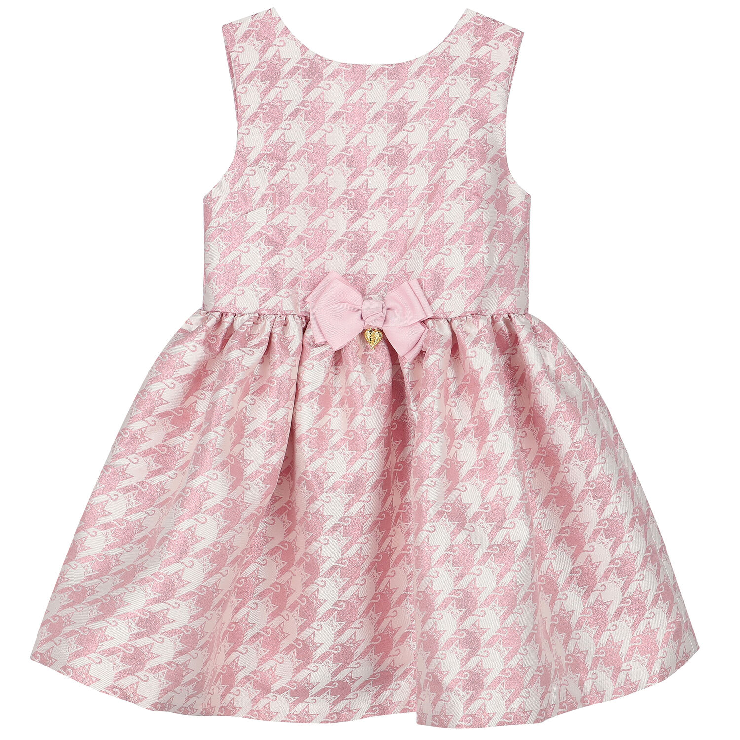 Girls Pink & White Cats Dress, 1, hi-res