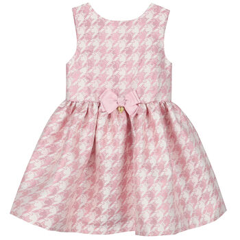 Girls Pink & White Cats Dress