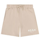 Boys Beige Logo Shorts, 1, hi-res