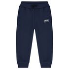 Younger Boys Navy Blue Logo Tracksuit, 1, hi-res