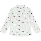 Boys White Race Car Shirt, 1, hi-res