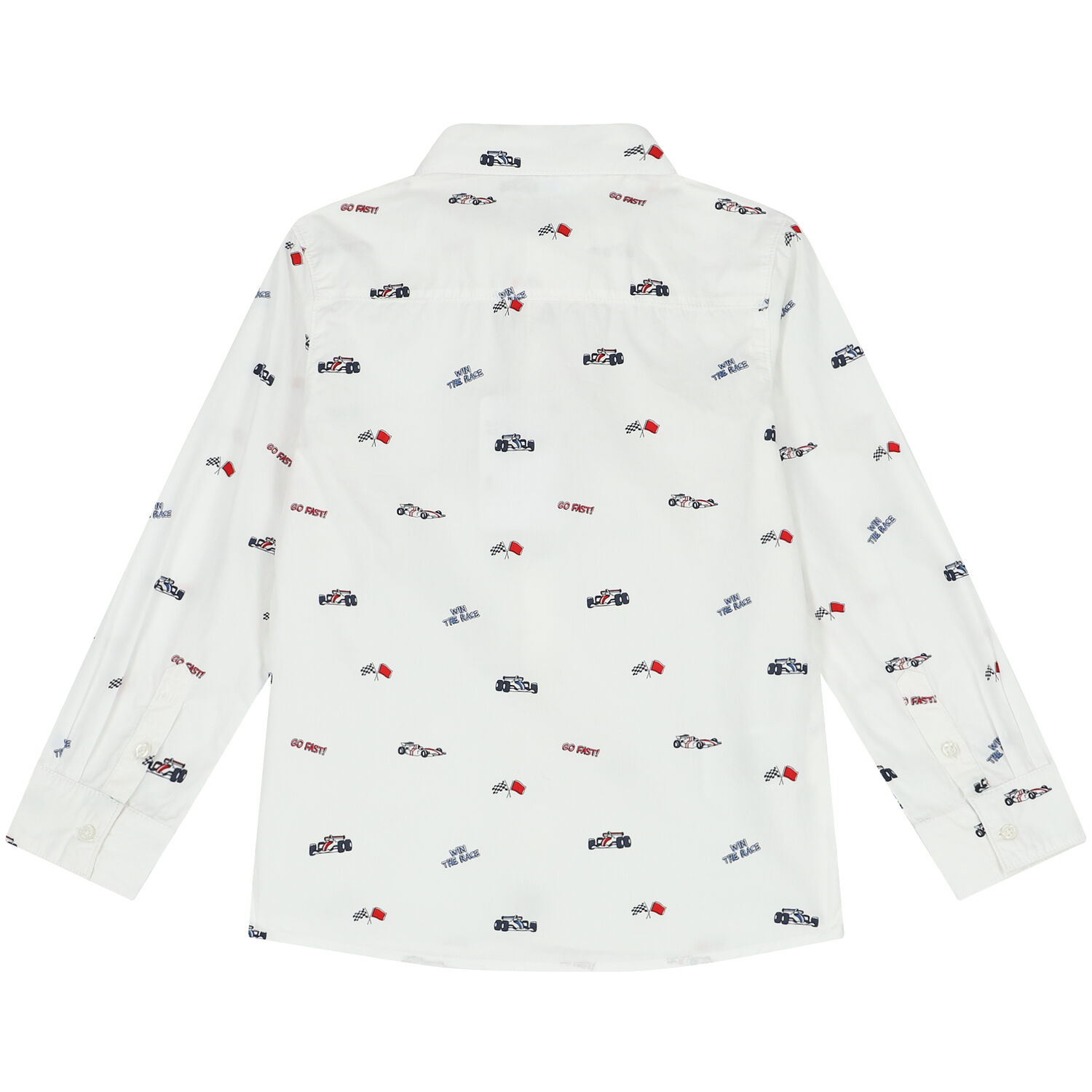 Boys White Race Car Shirt, 1, hi-res