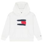 Boys White Logo Hooded Top, 2, hi-res