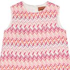 Girls Pink & White Logo Zig Zag Dress, 1, hi-res
