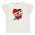 Girls Ivory & Black Heart Shorts Set, 1, hi-res