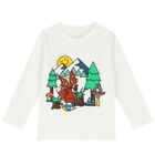 Younger Boys Ivory Graphic Long Sleeve Top, 1, hi-res