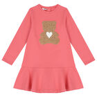Girls Pink Teddy Bear Dress, 1, hi-res