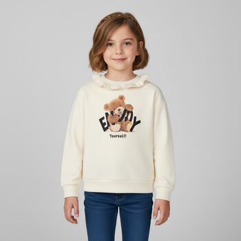Girls Ivory Teddy Bear Sweatshirt, 1 Girls Ivory Teddy Bear Sweatshirt