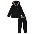 Boys Black Logo Tracksuit, 1, hi-res
