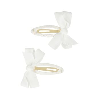 Girls White Bow Hairclips ( 2-Pack )